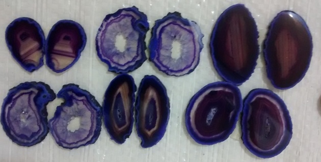 Stones from Uruguay - Purple Agate Slice Pairs