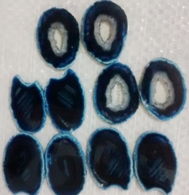 Stones from Uruguay - Dark Blue Agate Slice Pairs 