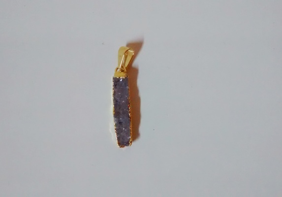 Stones from Uruguay - Druzy Bar Pendant with Gold Plating (30x5mm)