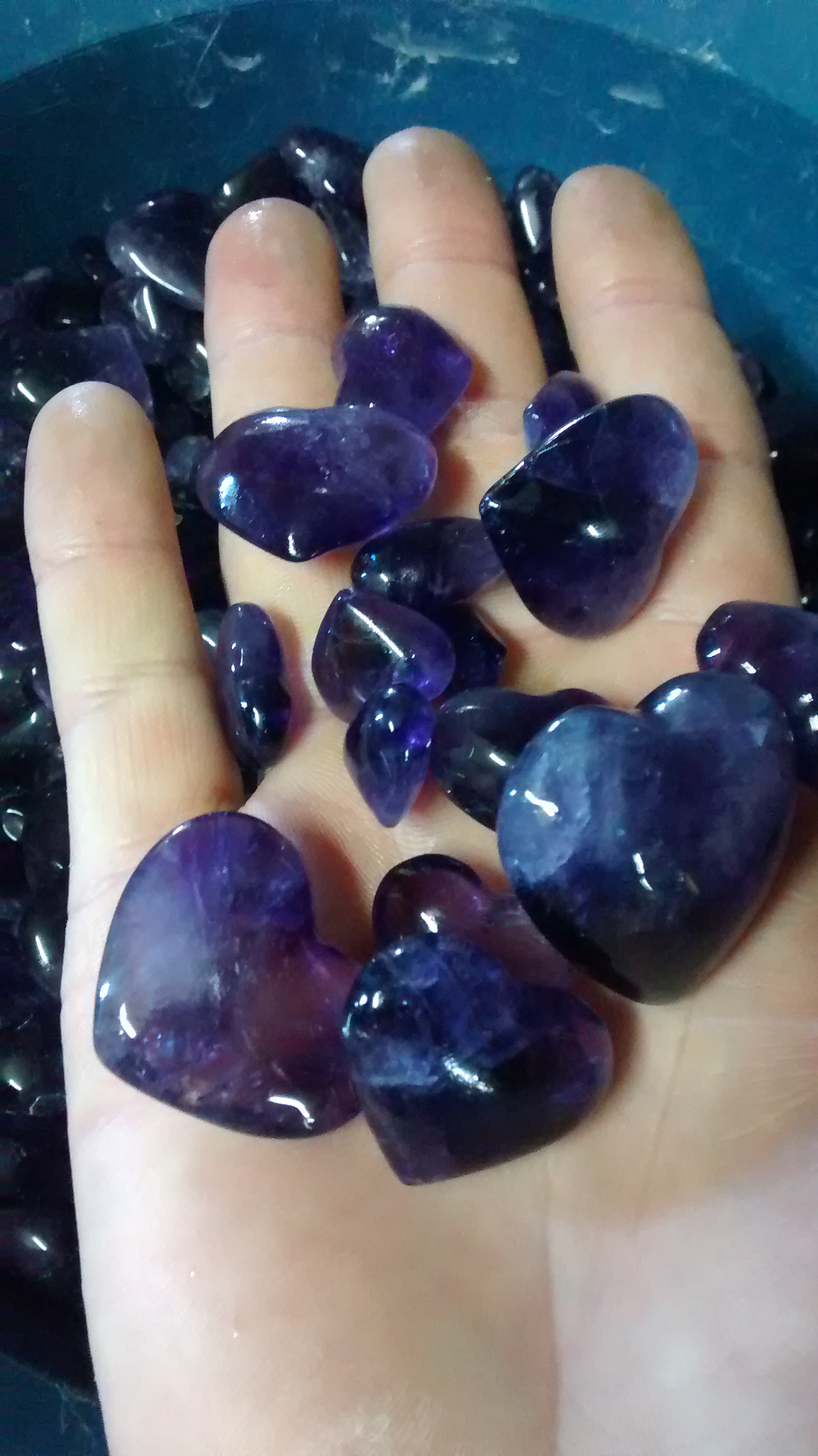 Stones from Uruguay - Natural Amethyst Heart Cabochon Begin Selected to Turn Pendants