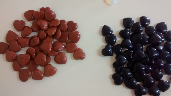 Stones from Uruguay - Red and Blue Goldstone Heart Cabochons  Begin Shipped to the United States