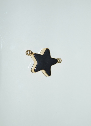 Stones from Uruguay - Polished Black Obsidian Star Connectors,Gold Eletroplated