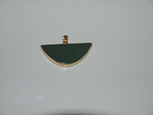 Stones from Uruguay - Polished Green Quartz Smile Pendant, Gold Plated
