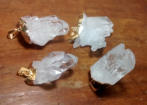Stones from Uruguay - Crystal Druzy Pendants, Gold Electroplated