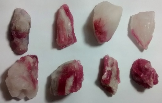 Stones from Uruguay - Pink Tourmaline on Quartz Matrix Being Selected to Turn Pendants