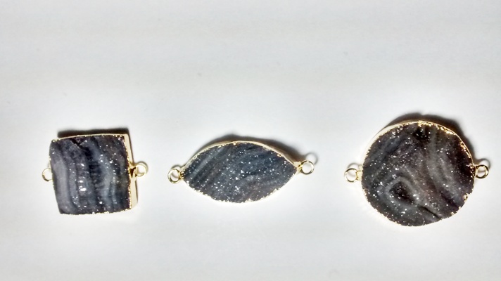 Stones from Uruguay - Chalcedony Druzy Connectors