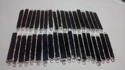 Stones from Uruguay - Blue Goldstone Bar Connectors, Silver Plated, Size 40x5mm