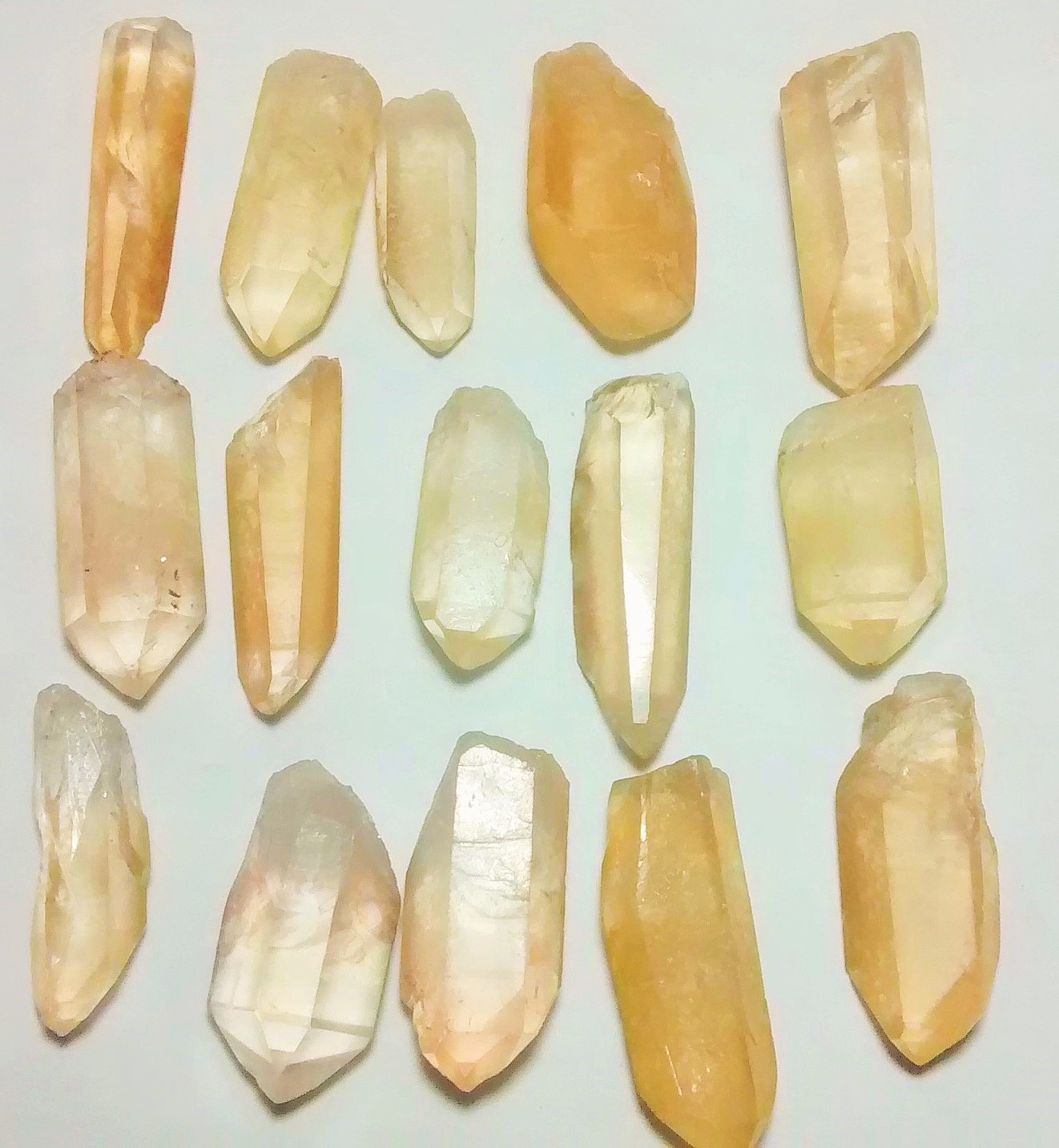 Stones from Uruguay - Natural Yellow Lemurian Seed Quartz Crystal Points