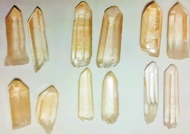 Stones from Uruguay - Natural Yellow Lemurian Seed Quartz Crystal Point Pairs