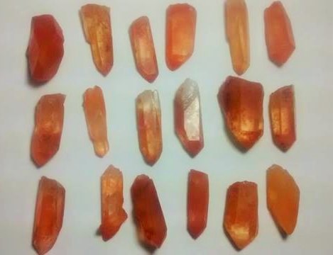 Stones from Uruguay - Natural Tangerine Lemurian Seed Quartz Crystal Point 