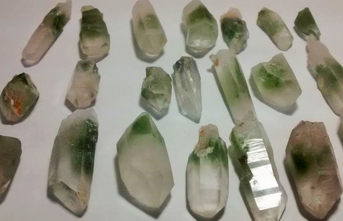 Stones from Uruguay -  Green Chlorite Phantom Crystal Points 