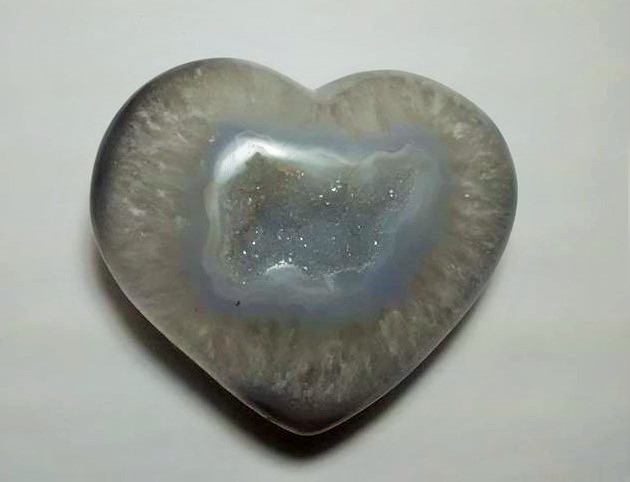 Stones from Uruguay - Polished Natural Agate Druzy Heart for Metaphysical
