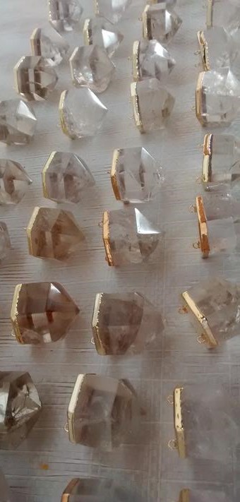 Stones from Uruguay - Polished Clear Quartz Crystal Point Connector( we customize all sizes)