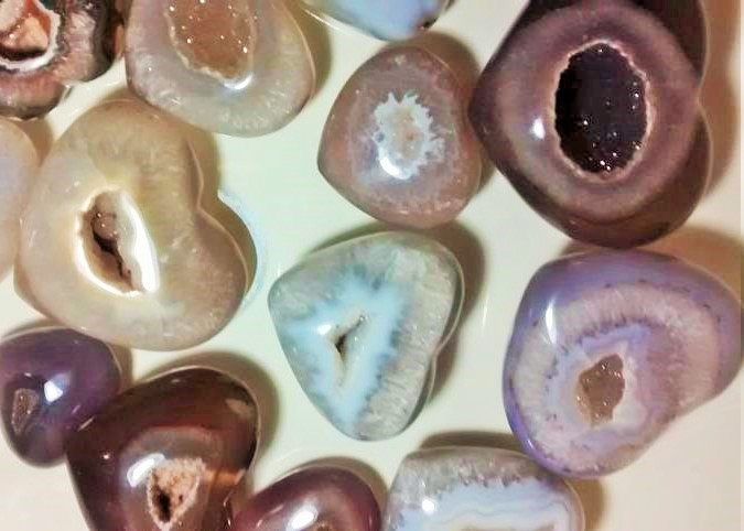 Stones from Uruguay - Polished Agate Druzy Heart for Decor