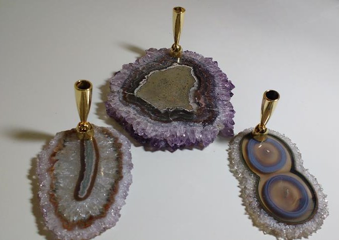 Stones from Uruguay - Amethyst Stalactite Slices Pen Holder (more than 80mm)