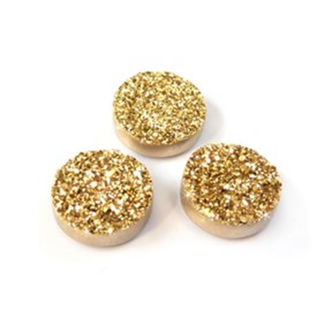 Stones from Uruguay -  10mm Old Gold Titanium Druzy Round