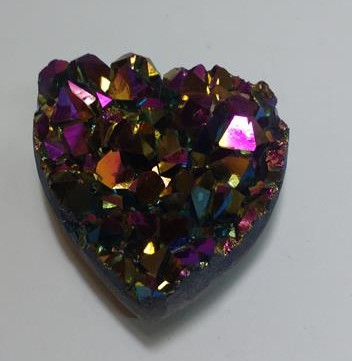 Stones from Uruguay - Pink Rainbow Aura Titanium Amethyst Cluste Heart