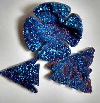 Stones from Uruguay - Blue Cobalt Titanium Flame Aura Chalcedony Druzy Shapes for Jewelry