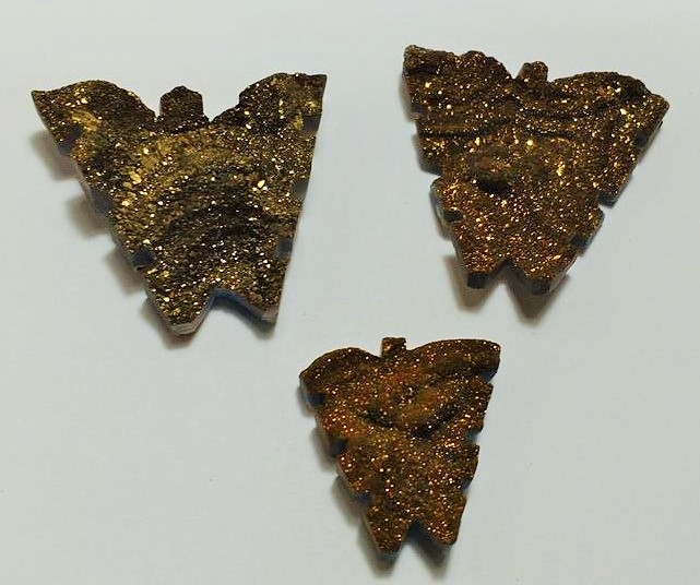 Stones from Uruguay - Old Gold Titanium Royal Aura Chalcedony Druzy Butterfly 