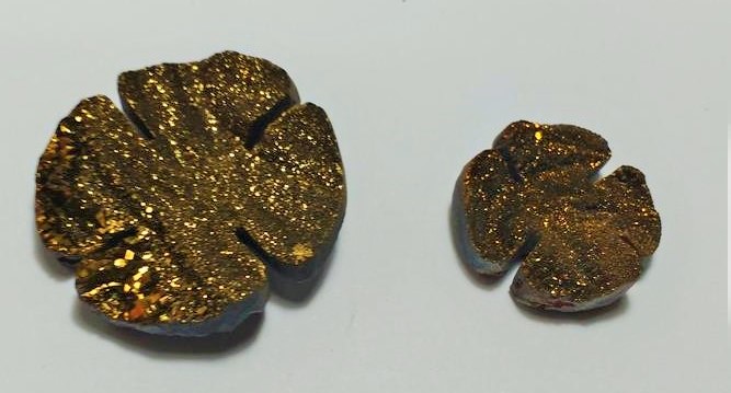 Stones from Uruguay - Old Gold Titanium  Aura Chalcedony Druzy Clover