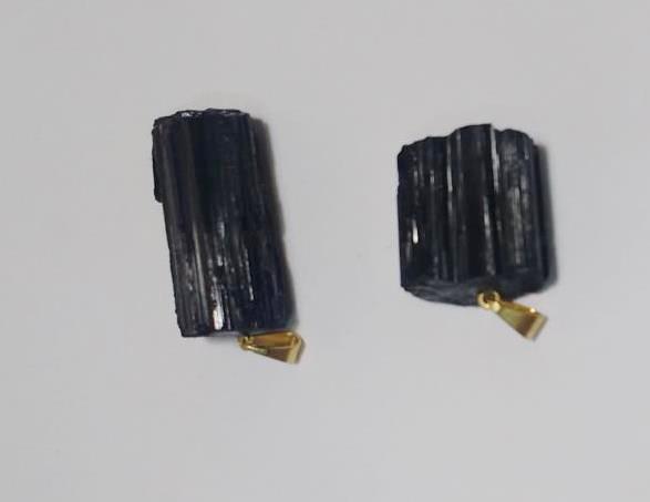 Stones from Uruguay - Roughened Black Tourmaline Pendant with Plated Bail