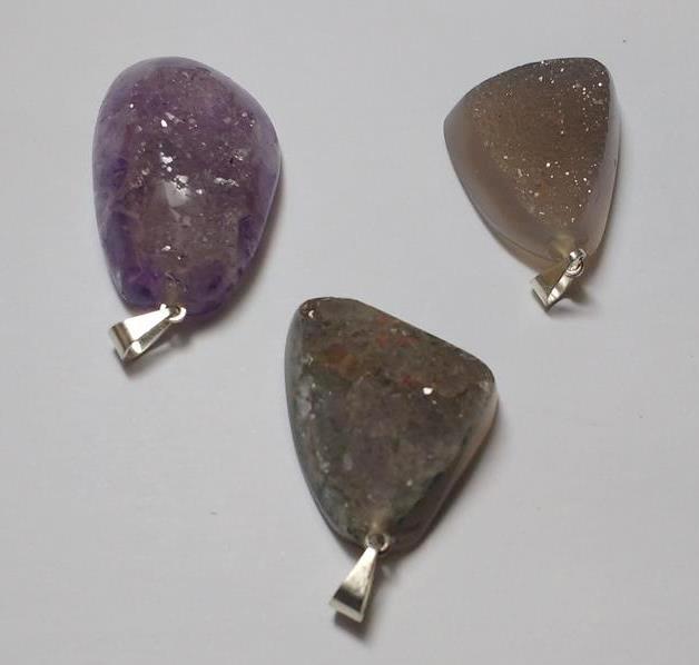 Stones from Uruguay - Druzy Free Form Cabochon Pendant with Bail