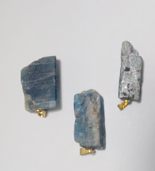 Stones from Uruguay - Blue Kyanite Pendants with Plated Bail