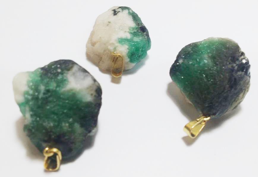 Stones from Uruguay - Emerald Pendant in Matrix with Hole and Bail