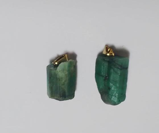 Stones from Uruguay - Rough Emerald Pendant with Hole and Bail