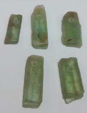 Stones from Uruguay - Raw Green Kyanite with Drrill Hole for Beads