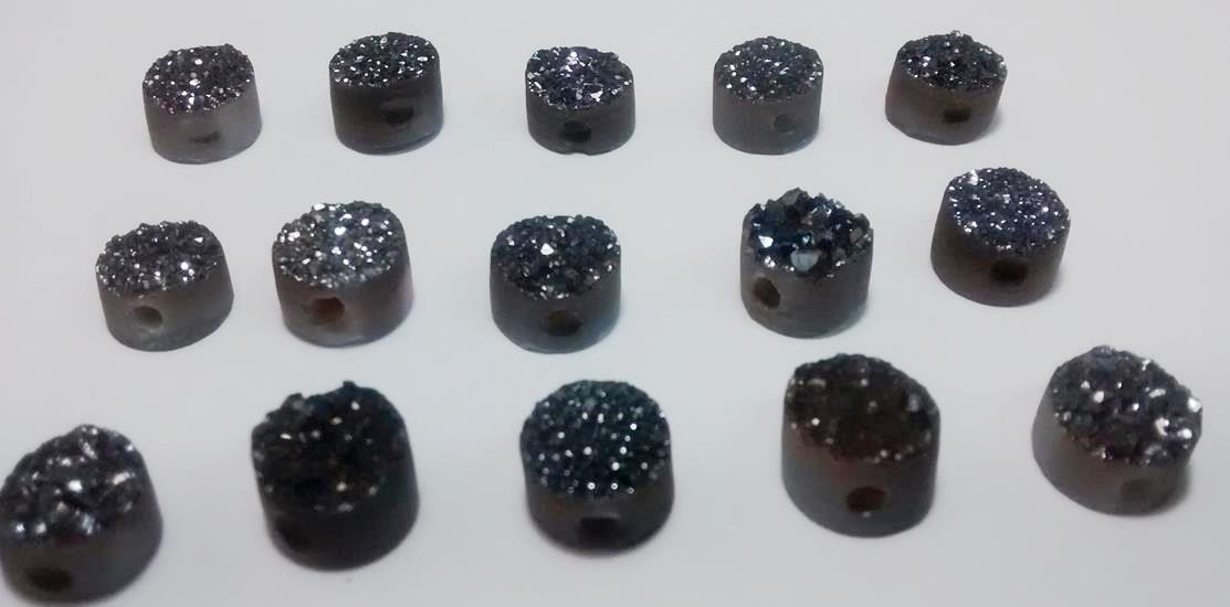 Stones from Uruguay - Black Titanium Flame Aura Druzy Round for Beads