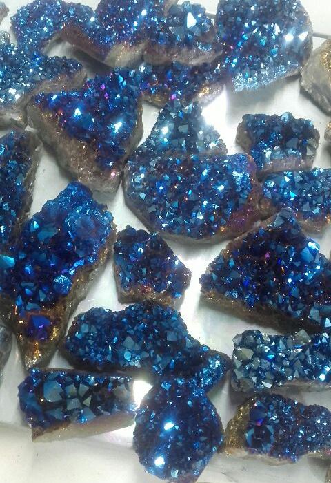 Stones from Uruguay - Blue Cobalt Titanium Aura Amethyts Druzy
