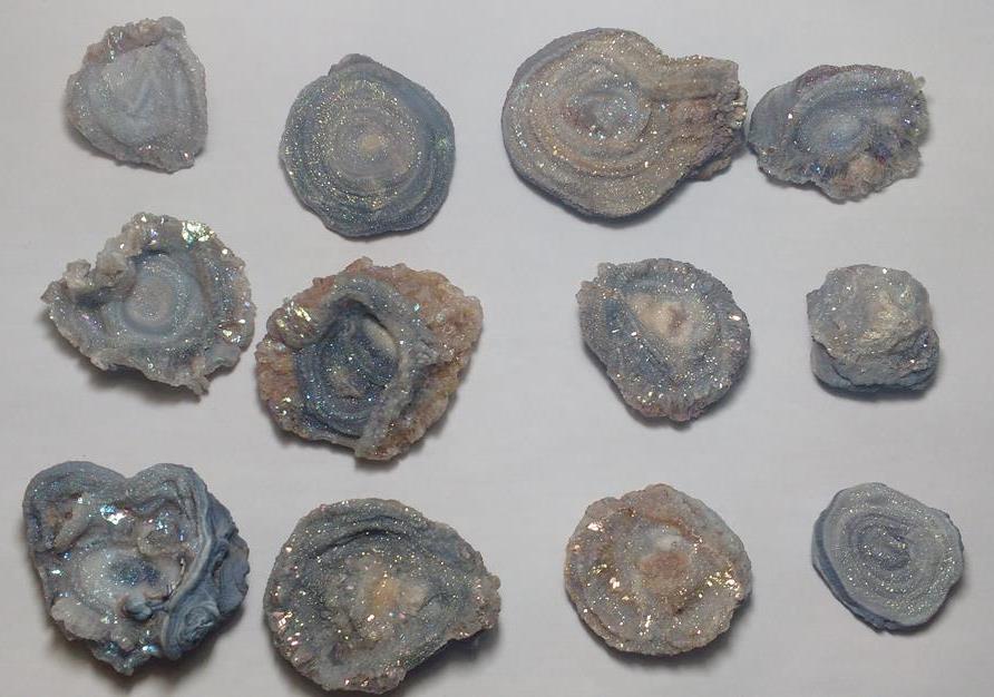 Stones from Uruguay - Matize Titanium Aura Chalcedony Druzy Rossetes