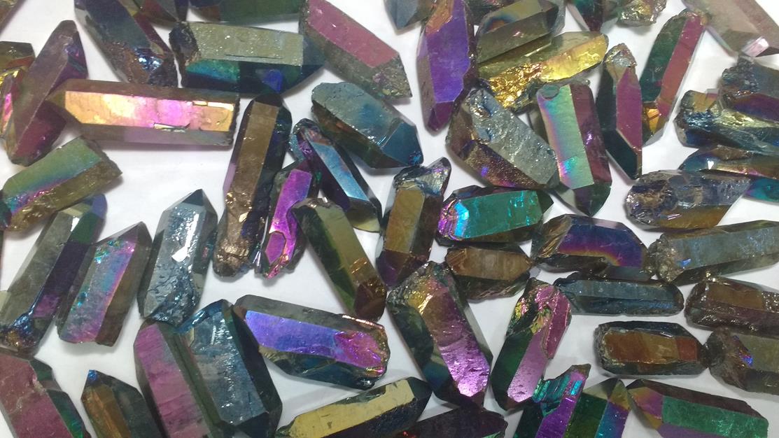 Stones from Uruguay - Rainbow Titanium Quartz Points for Jewelry Making