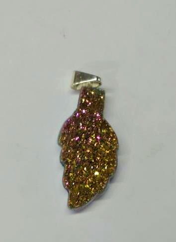 Stones from Uruguay - Titanium Aura Quartz Druzy Leaf Pendants