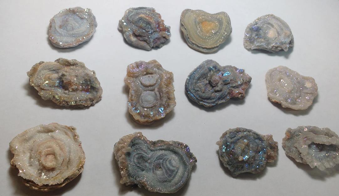 Stones from Uruguay - Light Angel Aura Chalcedony Druze Rosette, 25-50mm