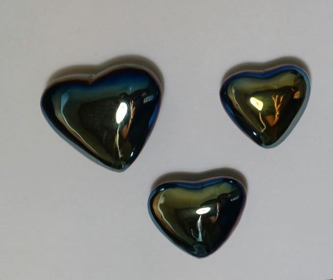 Stones from Uruguay - Titanium Royal Aura  Quartz Hearts