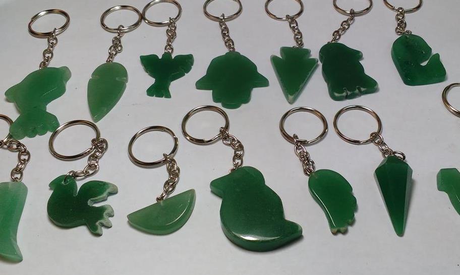 Stones from Uruguay - Green Quartz Shapes Keychains