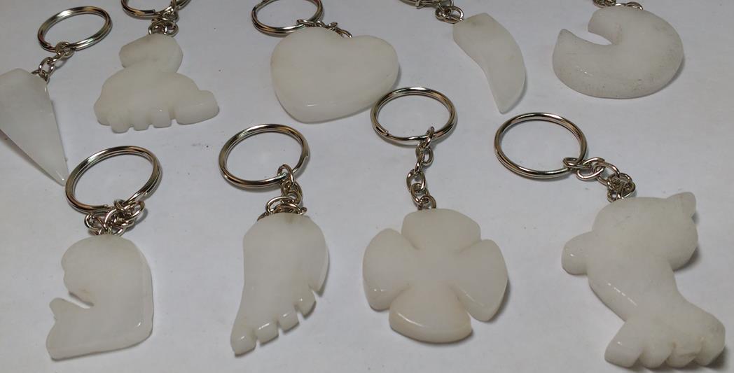 Stones from Uruguay - White Dolomite Shape Keychains