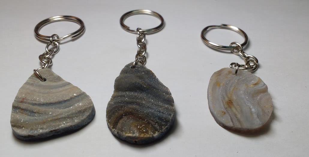 Stones from Uruguay - Chalcedony Druzy Free Form Keychains, 36-50mm