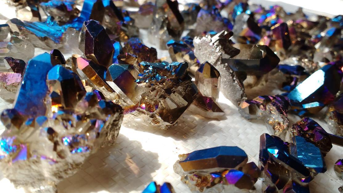 Stones from Uruguay - Cobalt Blue Titanium Aura  Quartz Crystal Mini Cluster/Druzy