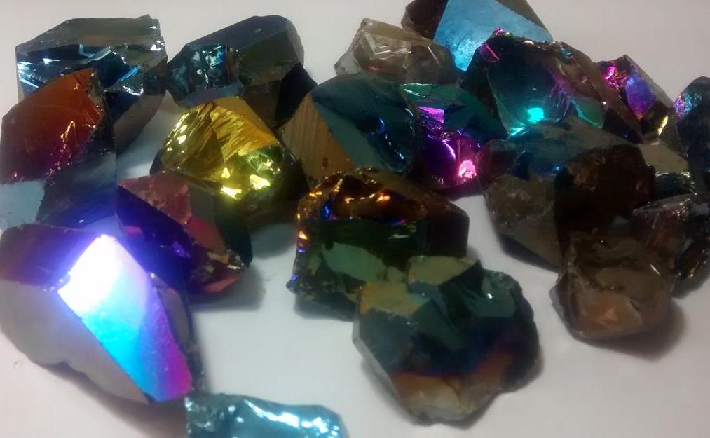 Stones from Uruguay - Rainbow Aura 100% Clean Quartz Crystal