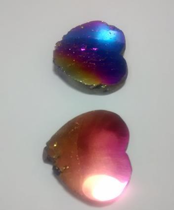 Stones from Uruguay - Titanium Aura Amethyst Druzy Heart Slice