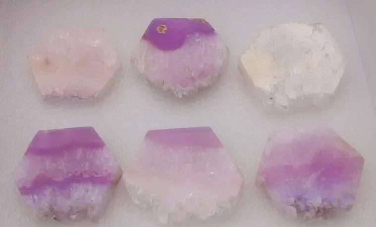 Stones from Uruguay - Light Angel Aura Amethyst Hexagon Slice for Healing Crystal Grids and  Activating the Light Body 