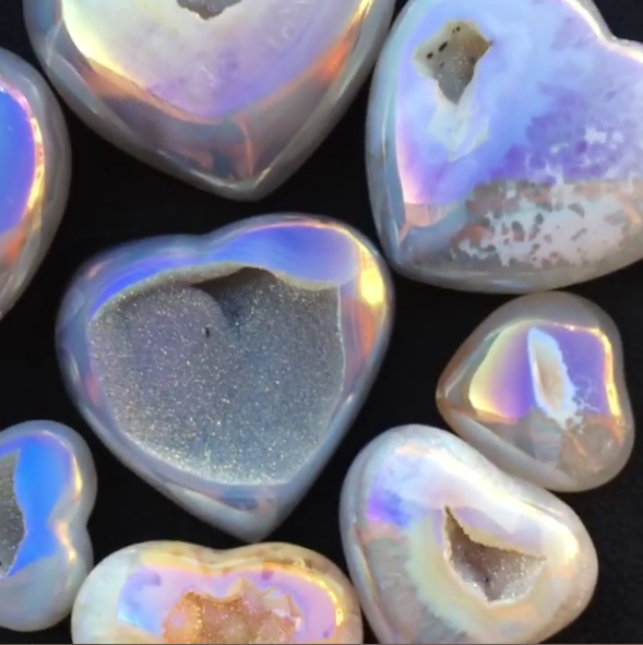 Stones from Uruguay - Light Angel Aura Quartz Agate Geode Druzy Heart for Meditation