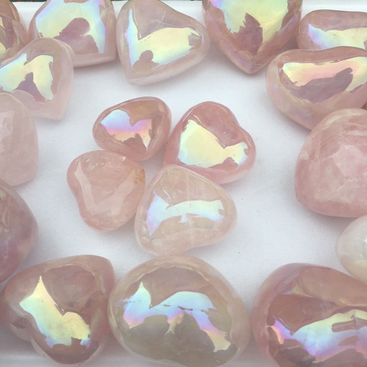 Stones from Uruguay - Polished Angel Aura Rose Quartz Crystal Heart