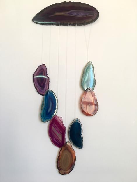 Stones from Uruguay - Mixed Colors Agate Slices Wind Chime for Home and Yard(DC009)