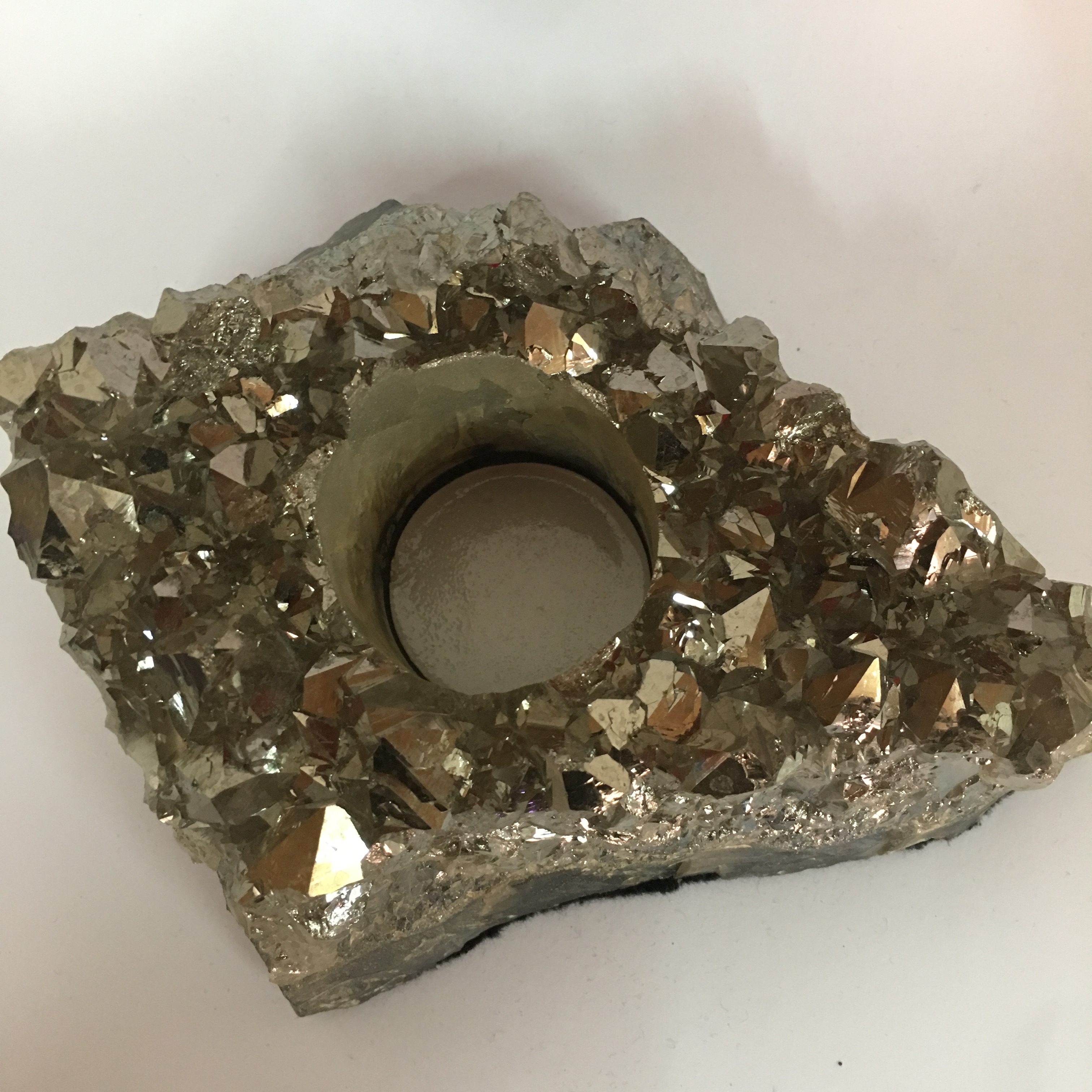 Stones from Uruguay - Old Silver Amethyst Druzy Candle Holder 