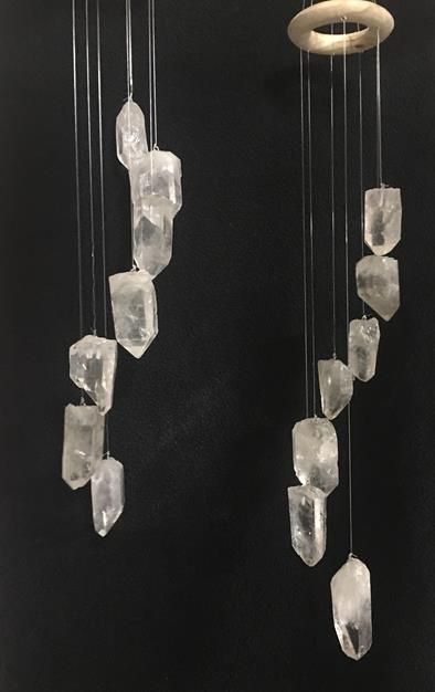 Stones from Uruguay - Clear Quartz Crystal Point Windchimes for Yard and Home (DC019)