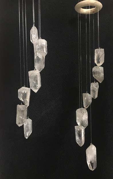 Stones from Uruguay - Clear Quartz Crystal Point Windchimes for Yard and Home (DC019)